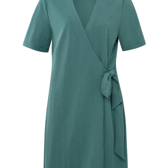 Yaya | Teal Waist Wrap Midi Dress - Picture 7 of 11